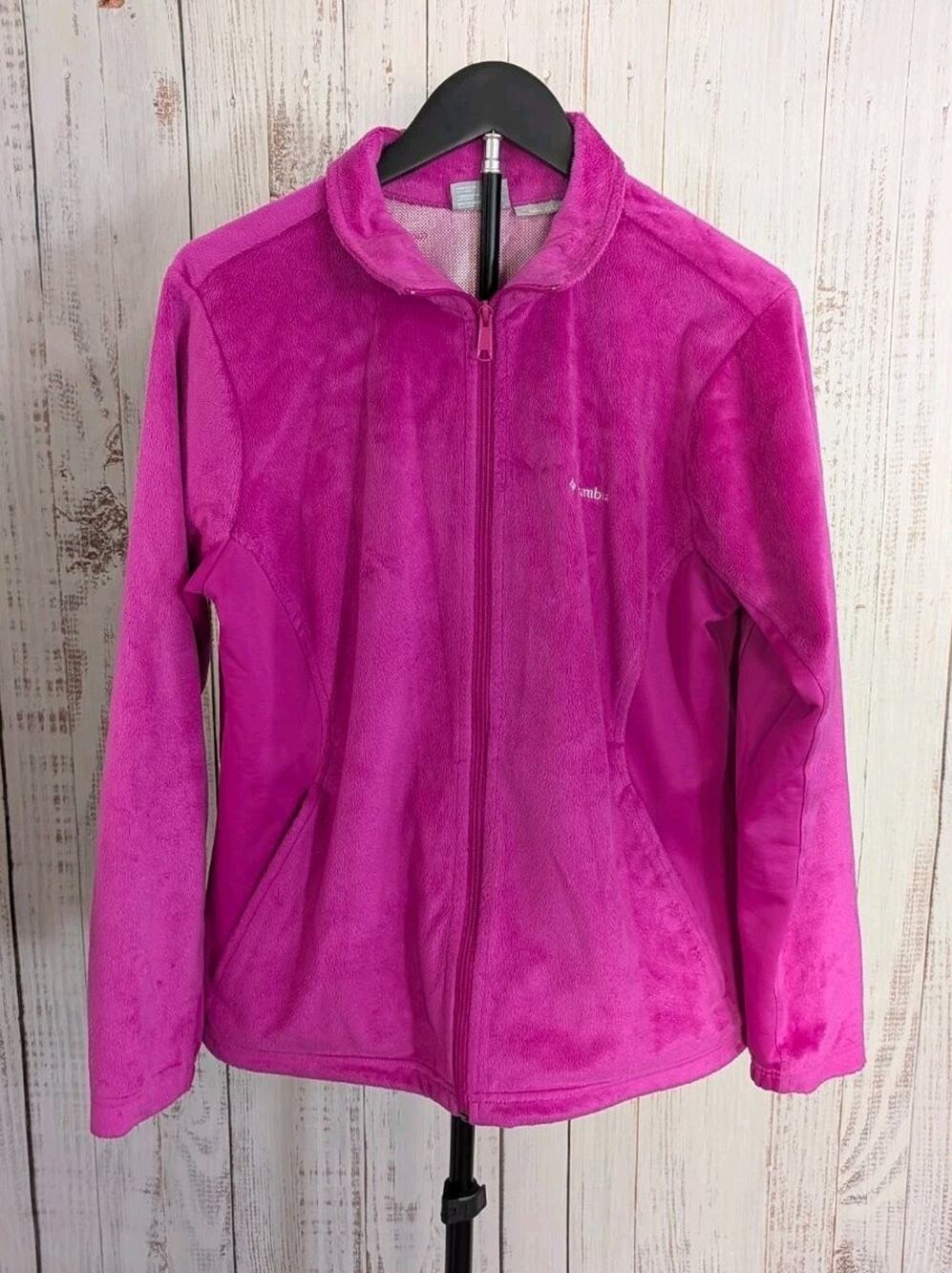 Columbia Jacket Womens L Magenta Pink Omni-Heat High Pile Plush Fleece Full Zip
